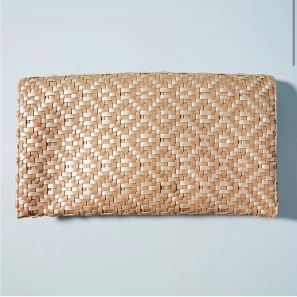 Like New Anthropologie Cara Woven Fold Over Clutch Handbag - Picture 3 of 12